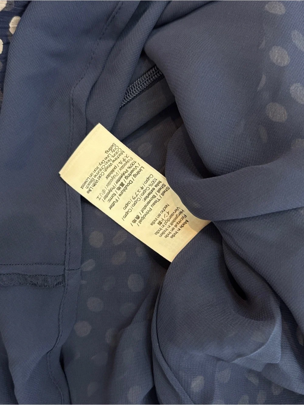J. Crew Navy and White Polka Dot Skirt with Ruffle Detail